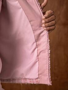 AKNOTIC Business Casual Men's Plaid Print Button Front Pocket Long Sleeve Cardigan Jacket - Pink - View 9