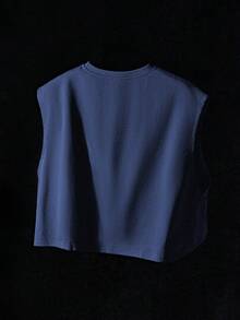 NEON BLANC Loose Fit Men's Slogan Graphic Batwing Sleeve T-Shirt Streetwear Top Graphic Sleeveless Shirt Street Wear Tops - Blue - View 2