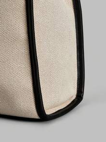 Ontre Bolso de mano para mujer, bolso de hombro para viajes y uso diario con diseño contrastante - Beis - Ver 6