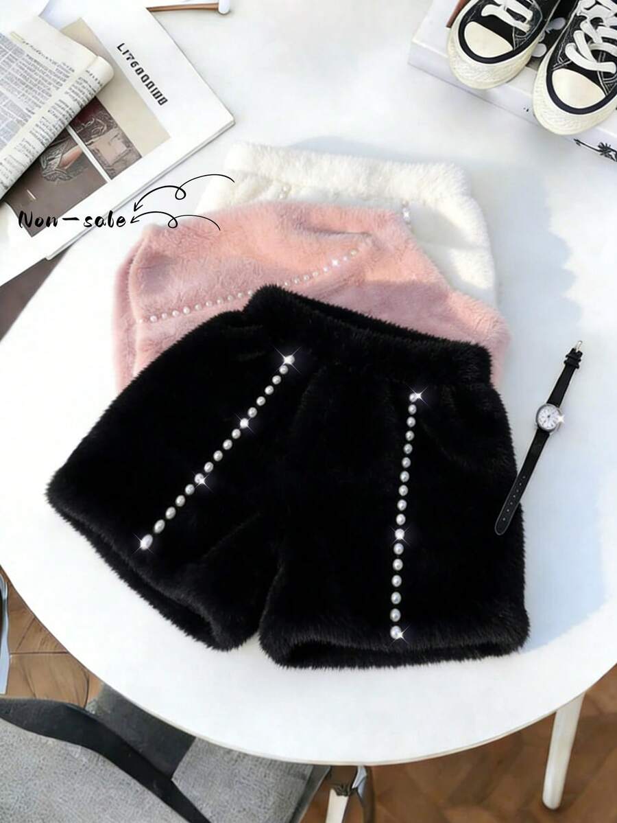 GlowEve Women's Pearl Decorated Warm Shorts - Black - View 1