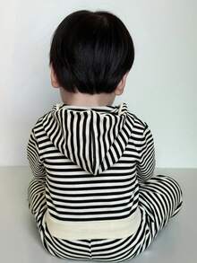 DAZY 两件套幼儿男童条纹连帽T恤和宽松条纹裤套装