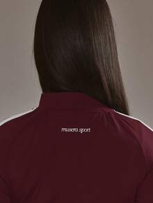 Musera Sport 拉链条纹细节塑形 BBL 夹克（仅限板式网球冬季运动服、运动健身服） - 酒紅色 - 查看 6