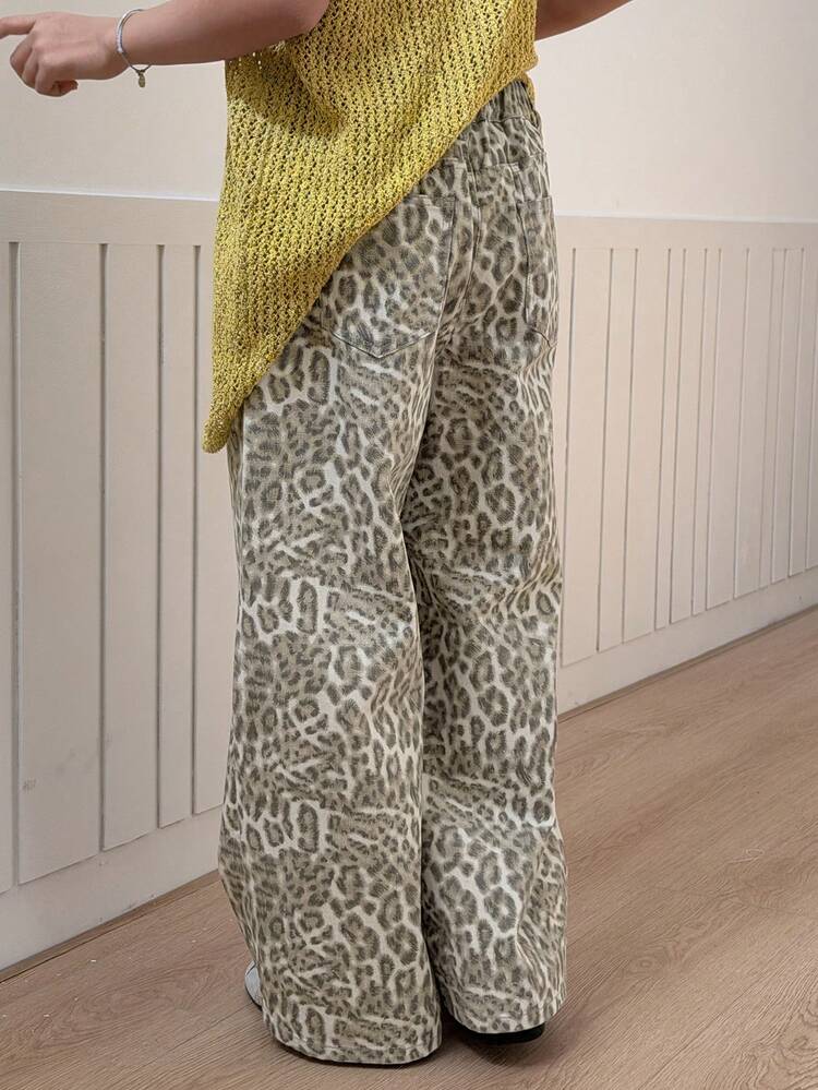 Tween Girls' Leopard Print Casual Jeans