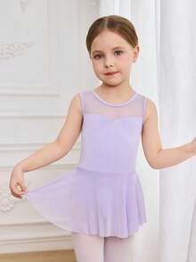 年轻女孩休闲专业芭蕾舞紧身衣训练服 - 淡紫色 - 查看 5