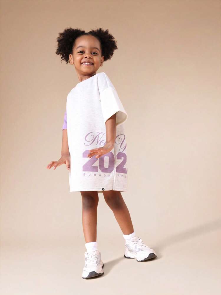 Color Block Crew Neck T Shirt Dress