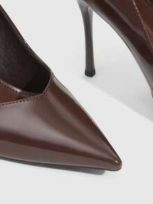 CUCCOO SZL Women's Casual Fashionable Simple Ankle Strap Pointed Toe High Heels, Summer Valentine's Day - Coffee Brown - View 5