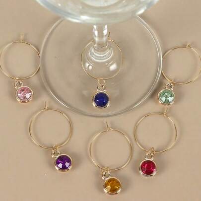 6 chiếc, phụ kiện trang trí ly rượu vang, thẻ đánh dấu ly rượu vang, phụ kiện nhận biết ly rượu vang, thẻ đánh dấu đồ uống, thẻ ly rượu vang cho Giáng sinh, Lễ Tạ ơn, Sinh nhật, Tiệc rượu vang.