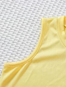 SHEIN 4件套少女纯色针织短款修身休闲背心套装 - 彩色 - 查看 6