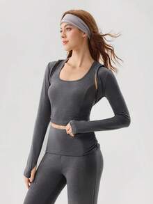 OutZeal Workout Sets Women Sports Tank Summer Gym Top Daily Casual Soft Tencel Bra-In Tight-Fit - Dark Grey - View 6