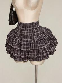 SHEIN ICON Váy xếp ly eo kẻ caro thời trang dành cho nữ cỡ lớn - Nhiều màu - Xem 4