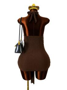 Vaytide Brown Long Sleeve Sexy Slimming Casual Beach Cover-Up, Popular Item For Spring/Summer - Brown - View 5