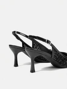 CUCCOO HITCHD Women's Fashionable Elegant Party Sequin Decorated Pointed Toe Pumps Valentine's Day - Black - View 11