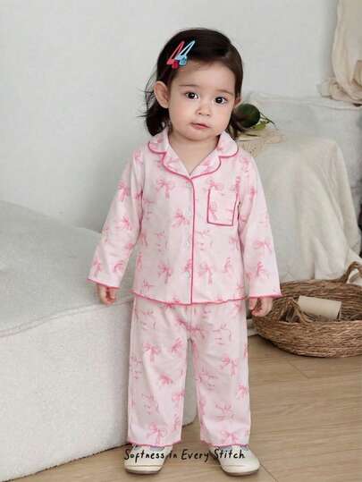 Cozy Pixies Conjunto de 2 piezas de top de manga larga con cuello redondo y pantalones de cintura elástica con estampado floral para bebé niña