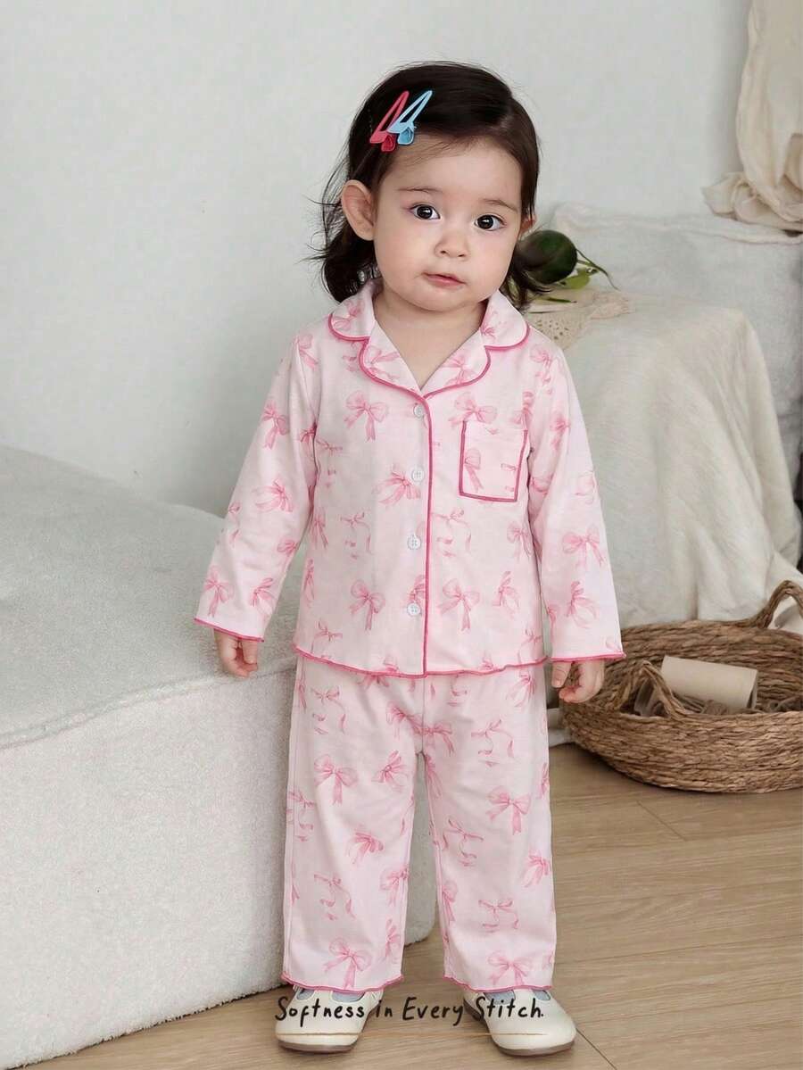 Cozy Pixies 2pcs Baby Girl Floral Print Thermal Lined Crew Neck Long Sleeve Top And Elastic Waist Pants Set - Multicolor - View 1