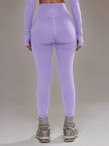 Musera Sport 交叉前开衩紧身裤套装（仅下装）板式网球冬季运动服健身房锻炼合金 - 紫丁香色 - 查看 5