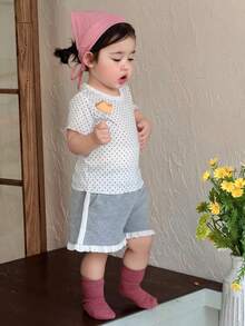 DAZY Toddler Girls' Casual Striped Shorts - Grey - View 2