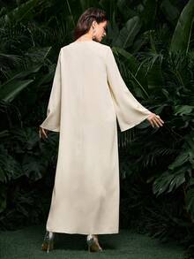 Al Najma Elegant Embroidered Collar Long Sleeve Apricot Women Cardigan - Apricot - View 7