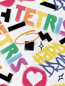 Tetris™ X SHEIN 女童字母爱心图案圆领短袖T恤 - 白色 - 查看 3