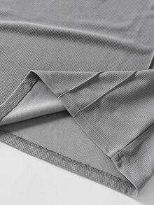 Conjunto de camisetas casuales holgadas con textura de gofre para adolescentes varones, tela cómoda adecuada para uso casual diario - Gris - Ver 7