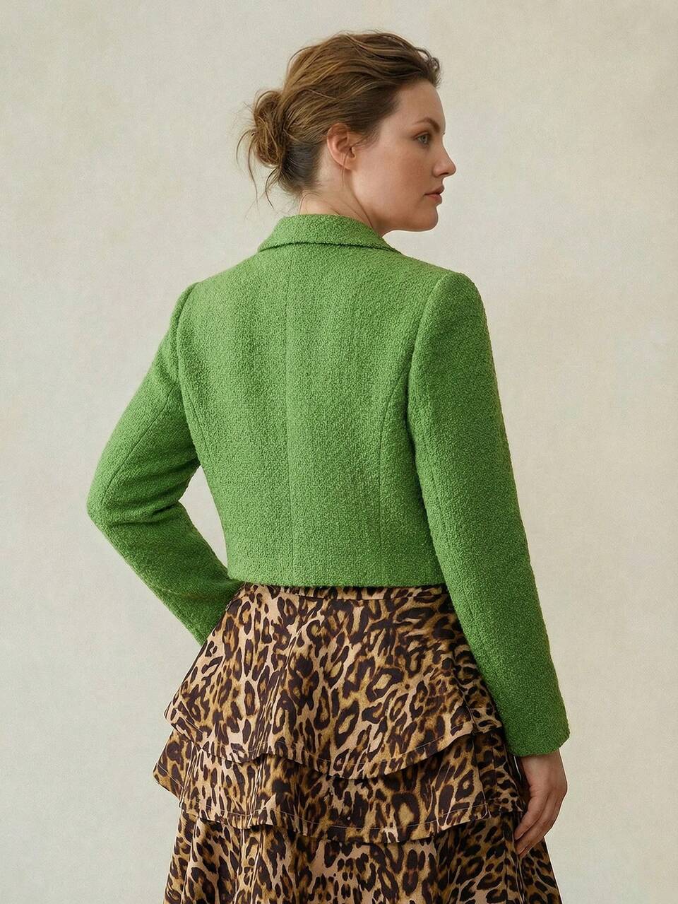 PLUS SIZE ELEGANT TWEED BOXY JACKET