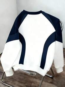 Claim Dot Sudadera casual de hombre con estampado de bloques de color, edición primavera - Blanco - Ver 2