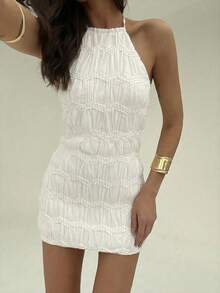 Aloruh Women's Sequin Embellished Mini Dress, Party/Cocktail, Spring/Summer - Apricot - View 1