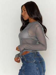 MUSERA Long Sleeve Crew Neck Top Casual Spring Vacation Capsule Wardrobe Everyday Airport Holiday Fall Back To School Autumn Winter  Thanksgiving ,Elegant - Grey - View 3