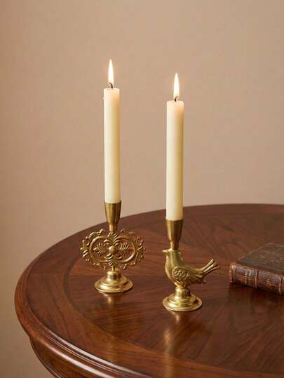 Cirelle 欧式金属烛台套装，浪漫餐桌摆件，适用于婚礼和餐厅装饰，复古烛杯，可用作摄影道具，营造桌面氛围。