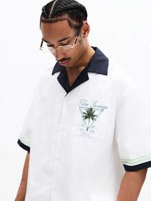 SUMWON Palm Spring Tropical Printed Short Sleeve Button Down Shirt With Matching Shorts Co-Ord Set Vacation - White - View 5