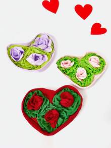PETSIN 1PC Warm Your Heart Series - Heart-Shaped Rose Flower Element Pet Cat And Dog Small Pet Sniffing Mat Slow Food Puzzle Toy - Multicolor - View 4