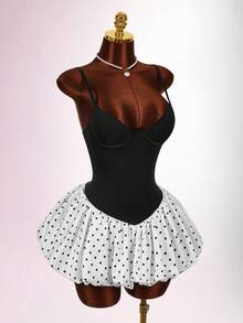 Amplova 2026 New Arrival Low-Cut Waist Flared Polka Dot Mini Dress For Women - Multicolor - View 7