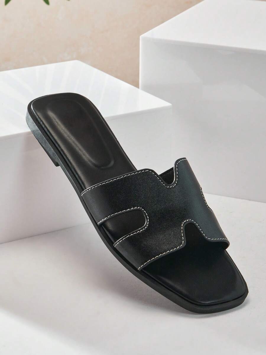 SHUZIA Women Comfy Everyday Summer Vacation Casual Flat Sandals - Black - View 1