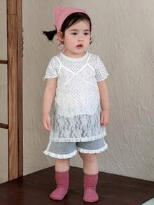 DAZY Toddler Girls' Casual Lace Camisole Top - White - View 5