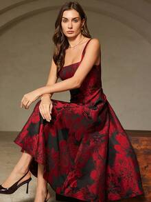 Revavyn 时尚设计优雅百搭通勤休闲提花无袖连衣裙 - 彩色 - 查看 3