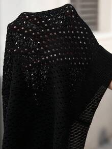 Manfinity Homme Men's Summer Fashionable Casual Hollow-Out Knit Vest Men Polo Shirts Knit Shirt Men Men Golf Shirt Men S Clothing Online Summer Wear For Men Men Mesh Top Fishnet Shirt Men Men Crochet Top Mens Muscle Shirt Mesh Men Top - Black - View 8