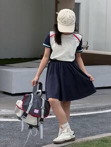 DAZY 少女休闲短袖圆领宽松运动服，夏季