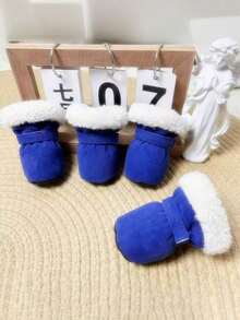 PETSIN Cute Dog Shoes Winter New Candy Color Series, Thermal Lined Thickened Warm Dog Boots, Soft-Soled Pet Shoes For Teddy Small Dogs, Anti-Slip Comfortable Dog Footwear - Blue - View 8