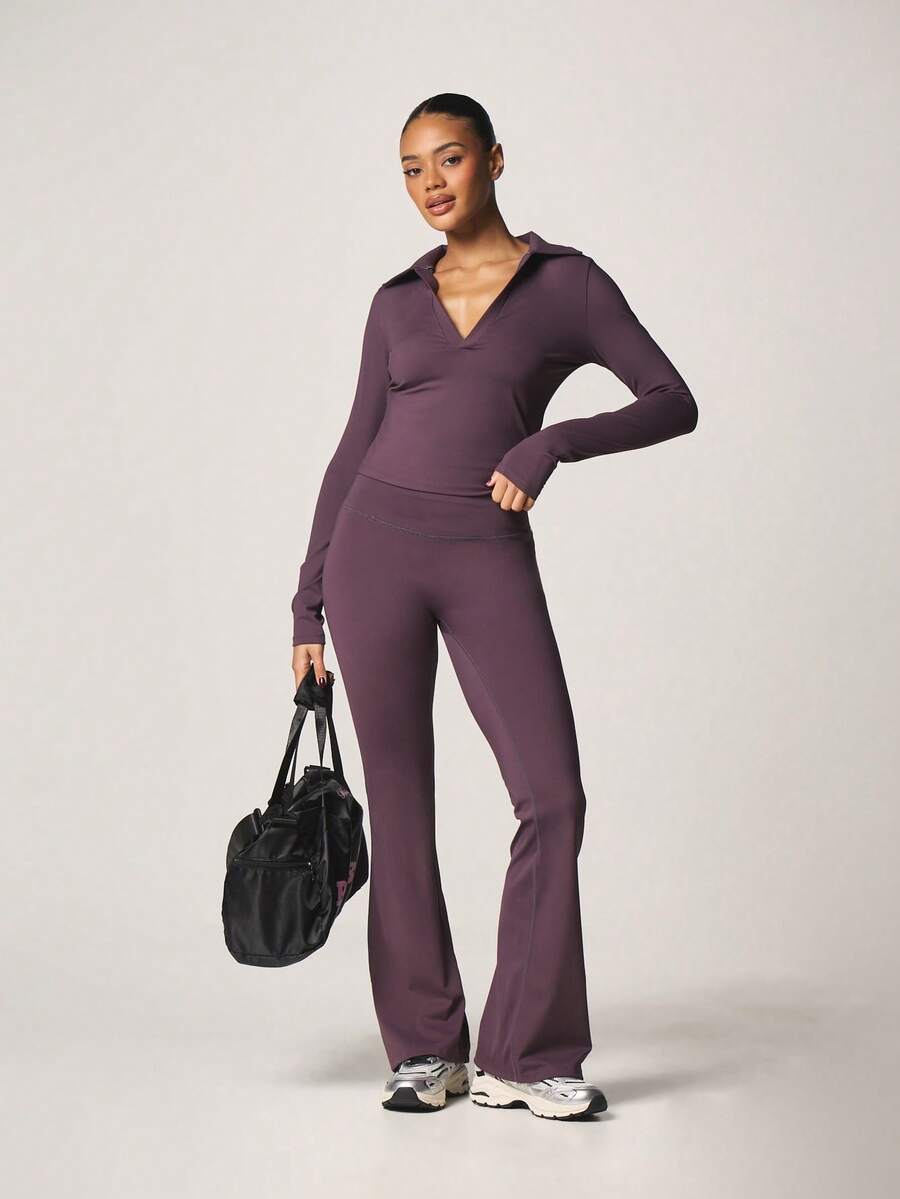 MISSGUIDED 翻领长袖喇叭裤运动上衣套装两件套连帽运动服