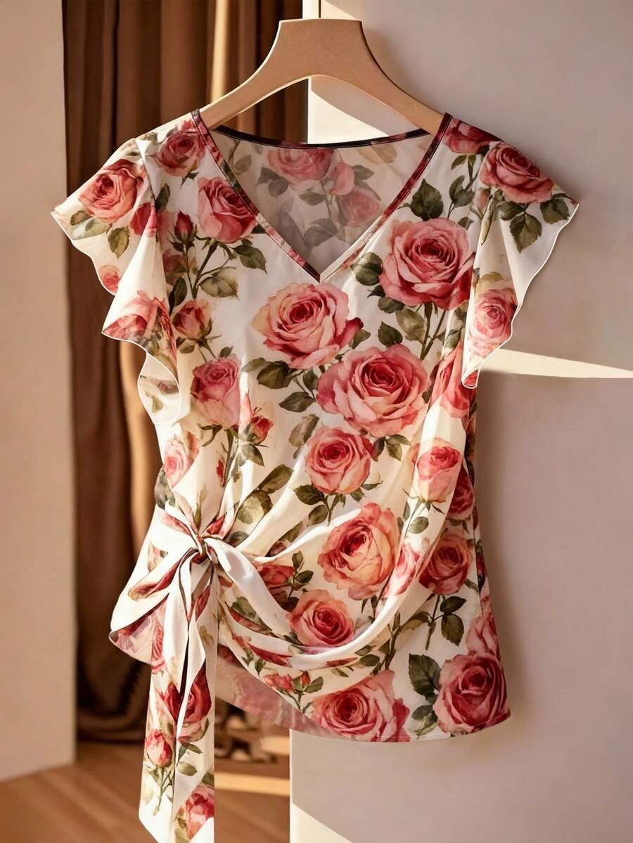 GlowEve CURVE Áo kiểu nữ cỡ lớn họa tiết hoa nhí, thích hợp mặc thường ngày, dịp Lễ Tình nhân. - Nhiều màu - Xem 1