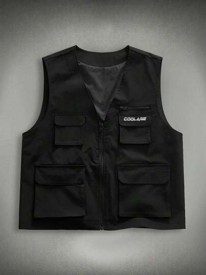 HIMLAND Men's Casual Solid Color Utility Vest