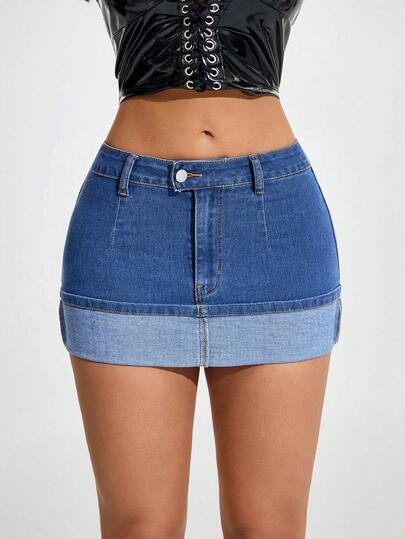 Jeanoix Women's Sexy Fitted Mini Denim Skirt, Summer