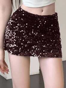 DAZY Women's Solid Color Low Waist Super Short Mini Skirt, All Season - Baby Pink - View 2