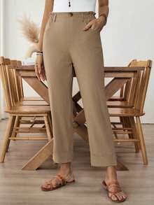 Louniche 女士简约竹纤维棉质休闲裤，适合居家、外出及日常百搭穿着，早春款 - 卡其色 - 查看 6