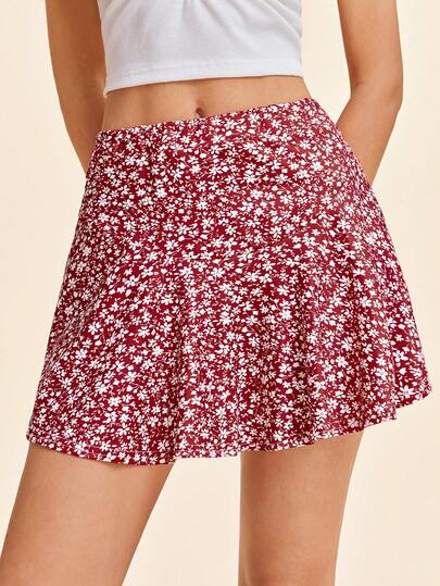 Coeurva 女士纯色碎花迷你裙，简约时尚休闲日常穿着