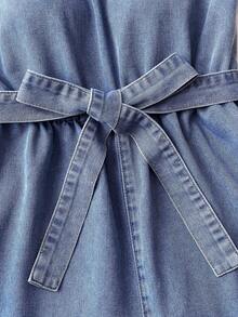 Soleia Women's Casual Vacation Denim Romper - Medium Wash - View 5