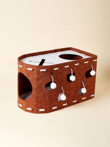 PETSIN 1 Piece Size 52x30x30 Scratch-Resistant Non-Shedding Double-Layer Design 2 In 1 Cat Bed With Scratching Post Sturdy Construction Anti-Bottom Easy To Assemble Reusable Felt Material Neutral Gray And Black Cat House New Pet Bed For Cats Ideal For Cat Owners As A Christmas Gift - Multicolor - View 8