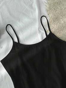 Tseoso 1pc Women's Black Cotton Camisole, Versatile For Summer Spring - Black - View 6