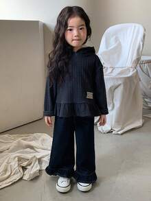 DAZY Toddler Girls' Hooded Casual Long Sleeve Top, Versatile For Spring & Autumn - Grey - View 5