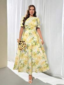 Firerie Elegant Tie-Dye Tie Dye Print Puff Sleeve Maxi Dress, Spring/Summer - Multicolor - View 3