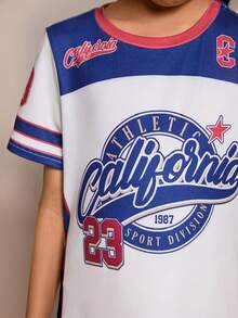 Radiana فستان كاجوال متوسط الطول مع حرف وشعار في طراز رجعي للفتيات المراهقات،على شكل قميص رياضي عصري قصير الأكمام، مناسب لارتداء الصيف البارد، مجموعة Girls Chroma Select، عودة إلى المدرسة بطراز كوري، أزياء رياضية سهلة، تيشيرتات كرافيك للأطفال، ملابس رياضية أنيقة، إطلالات صيفية، جاهزة للتخرج - متعدد الألوان - مشاهدة 5